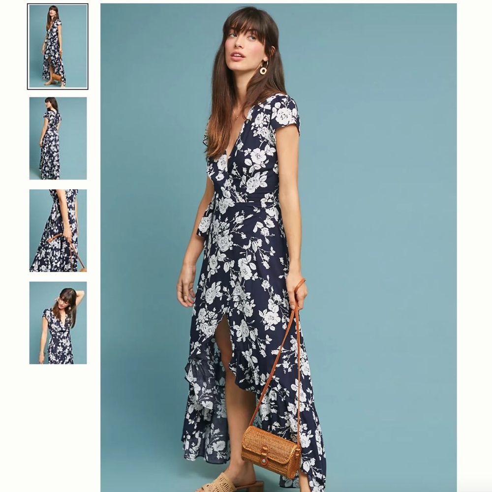 Anthropologie Chelsea Maxi XIX Floral Wrap Dress